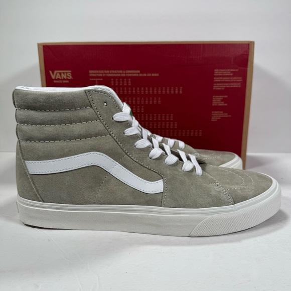 Vans Sk8-Hi Pig Suede Moss Gray Snow White High Top Sneakers Men 11.5 Women 13 - Picture 4 of 12